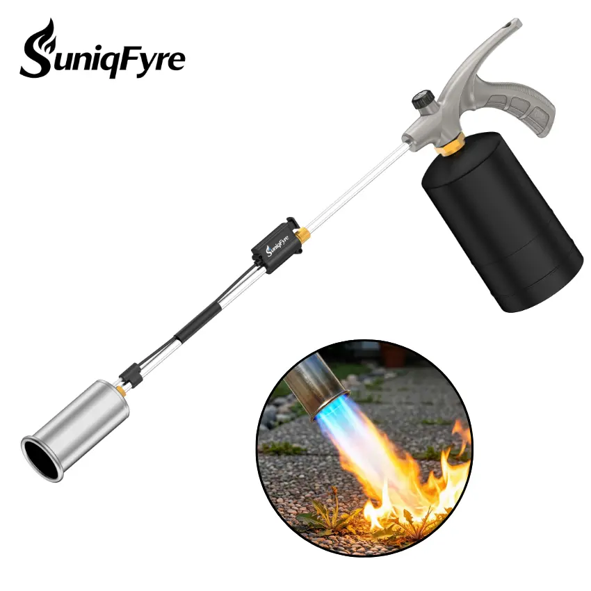 Propane Torch Weed Burner, Powerful Weed Torch Flamethrower| Detachable Long Arm, Ergonomic Grip, Flame Control Valve,Multi-use for for Blast Away Weeds & Ice,Garden, Roofing & Snow (Tank Not Included)