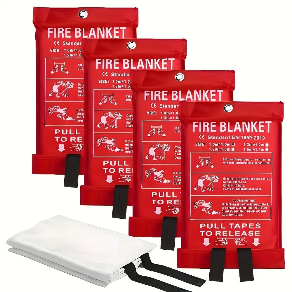 Emergency Fire Blanket, Fiberglass Flame Retardant Safety Blanket, Emergency Survival Gear & Survival Equipment, Survival Gear And Supplies for Home, Kitchen, School, Car, BBQ, Office & Warehouse, Fireproof Blanket, Survival Supplies