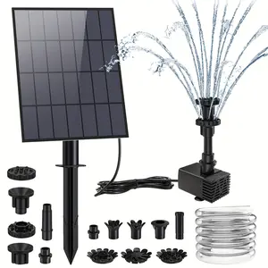 Solar Fountain Pump 1.5w/2.5w/3.5w, Outdoor Water Feature with 6 Nozzles and 4ft Hose, Ideal for Bird Bath, Pond, Garden, Fish Tank Decor