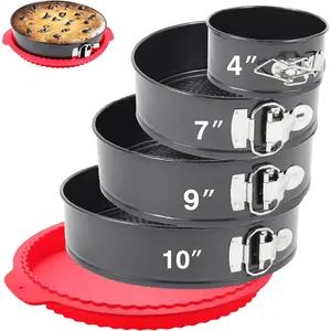 Premium Springform Pan Set - 4, 7, 9, 10 Inches Round Cake Pan with Removable Bottom for Baking, Nonstick Coating, with Thickened Silicone Cheesecake Pan Protector