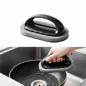 Dishwashing Sponge with Handle, Anti-Slip Grip, Food-Grade Honeycomb Foam. Deep Cleaning, Durable & Multipurpose for Kitchen and Bathroom. Dishwasher Safe, Effortless Cleaning Tool.