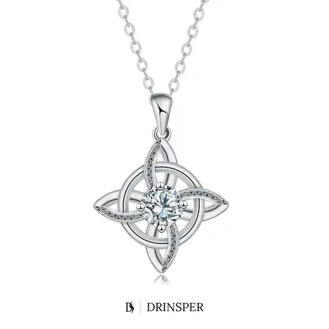 DRINSPER Hecate Witches Knot Witchy Fashion Necklace for Women, Pagan Wiccan Gothic Celtic Knot Jewelry, Premium Cubic Zirconia, Silver-Plated Copper, Hypoallergenic Waterproof, 18+2in Chain, Jewelry Gifts