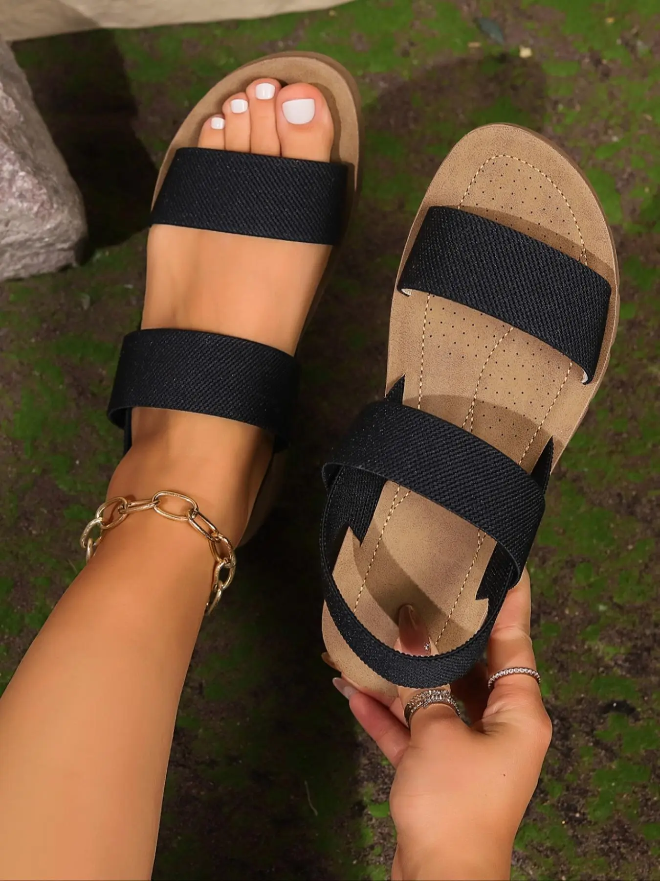 Women's Fashionable Solid Color Slingback Multi Strap Sandals, Casual Comfortable Flat Sandals for Summer, Lightweight Breathable Shoes for Beach Vacation, Footwear, Casual Outdoor Sandals, Chic Summer Footwear