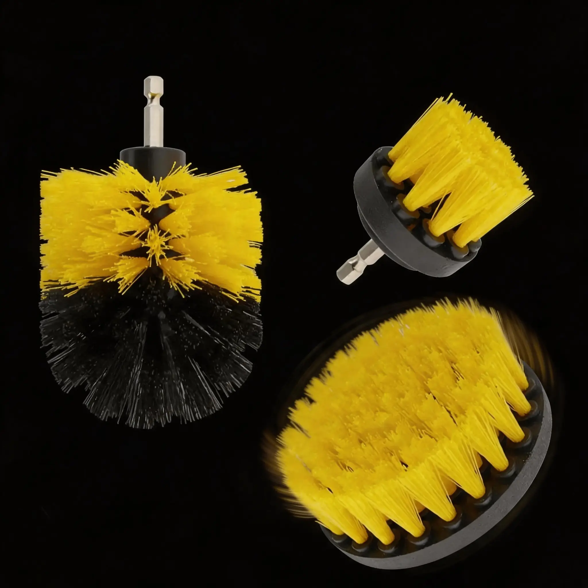 3-Count Durable Synthetic Wire Drill Mount Brush Set, Attaches to Standard Drill, Bathtub & Floor Tiles Cleaning Tool