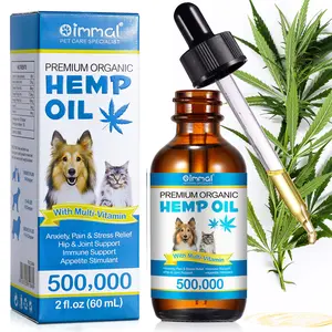 Oimmal Hemp Oil for Cats and Dogs, Hemp Oil Drops Rich in Omega 3, 6, 9 and Organic Extract Helps Pets with Аnxiеty, Strеss, Slееp, Supports & Maintains Healthy Joints (60ml/2 fl.oz )
