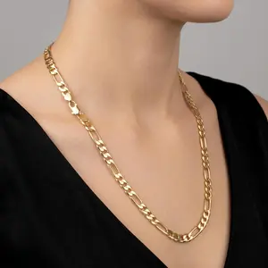 18K Oro Laminado Figaro Chain 7mm 26"