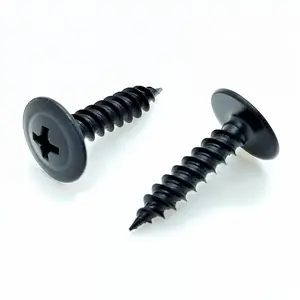 #8 x 3/4", 100 Qty Phillips Small Black Modified Truss Head Screws, Deep Thread Sharp Point, Carbon Steel Black Phosphate Coated Self-Tapping Screws for Wood & Metal (BCP1078)
