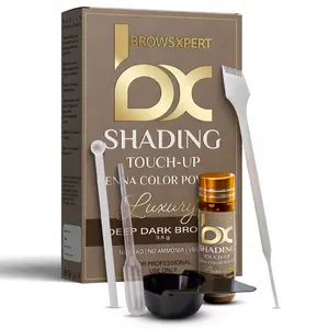 BROWSXPERT Eyebrow Henna - Professional Shading Touch-Up Henna Color Powder - Long-Lasting & Natural Color (Deep Dark Brown, Medium Brown, Light Brown)