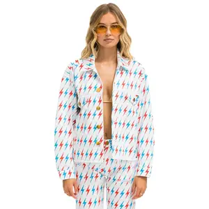 AVIATOR BOLT OVERSIZED CUTOFF DENIM JACKET - WHITE