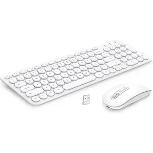 Cimetech Rechargeable Wireless Keyboard and Mouse Combo - Ambidextrous, Full-Size Quiet Keys Keyboard, DPI-Adjustable Mouse, 2.4GHz USB Receiver, Built-In Li-Ion Battery, Sleek Ultra-Thin Design for Windows Laptops, PCs