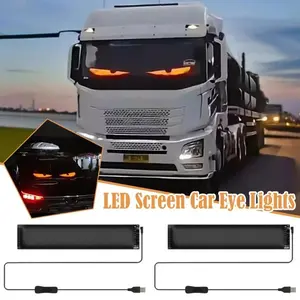 2pcs Dynamic Devil'S Eye Truck Windshield Scrolling Advertising Screen, Automotive LED   Board, APP Remote Control, DIY Customizable RGB Lighting Effects, Personalized Display, Without Battery gesture light