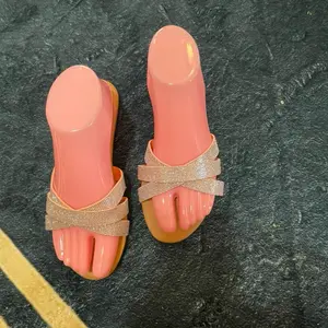 Name Size 38 Pink Jelly Sandals with Gold Straps for Women Comfortable Summer Shoes