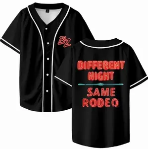 Bailey Zimmerman DNSR Neon Sign Baseball Jersey Shirt V-Neck Women Men Short Sleeve Streetwear Clothes