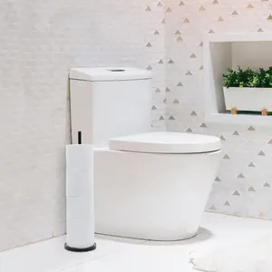 Black Acrylic Toilet Paper Roll Storage Holder, Freestanding Bathroom Tissue Stand