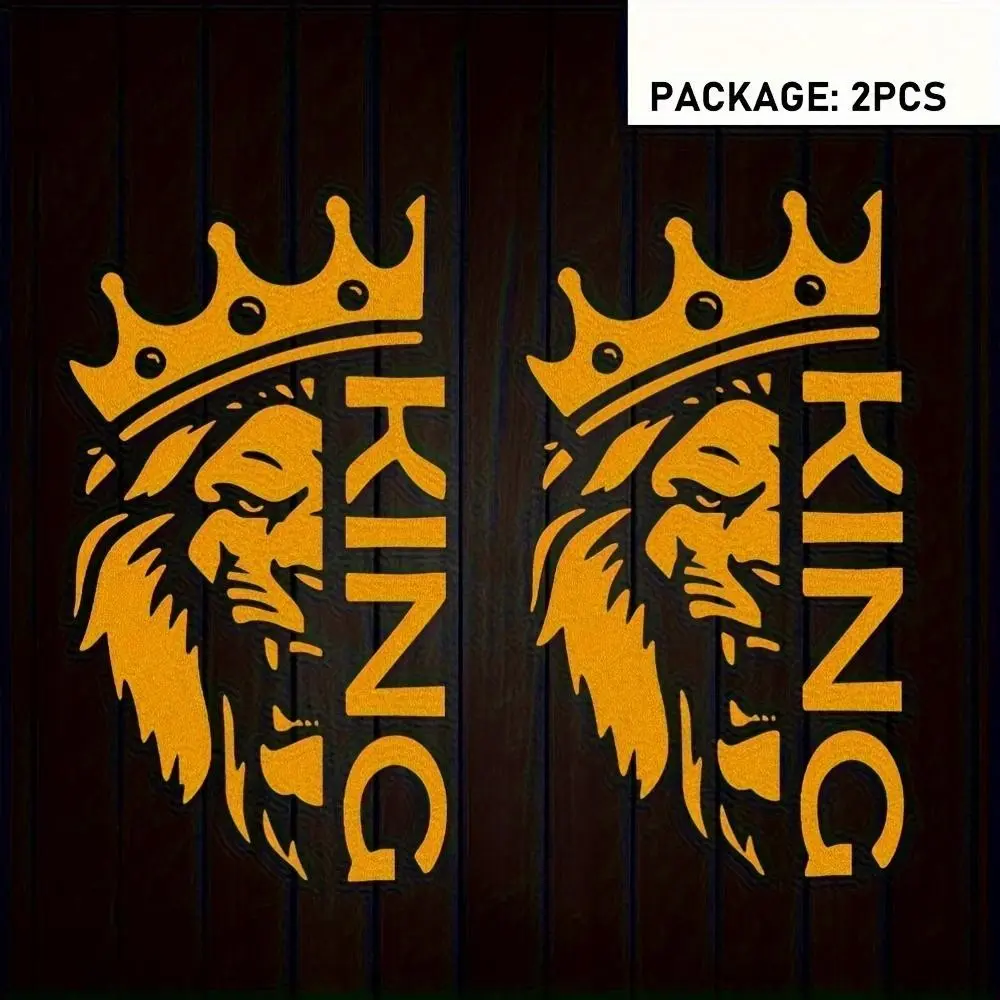 1SET Street Trendy Sacred Trend "KING" Sticker For Motorcycles, Bags, Stationery Personalized Crowned Portrait "KING" Multi-Color Decor With Sacred Cool Uninhibited Trend Vibe In Daily Use A Must-Have For Sacred Theme Fans & Trendy Iridescent Style Fans