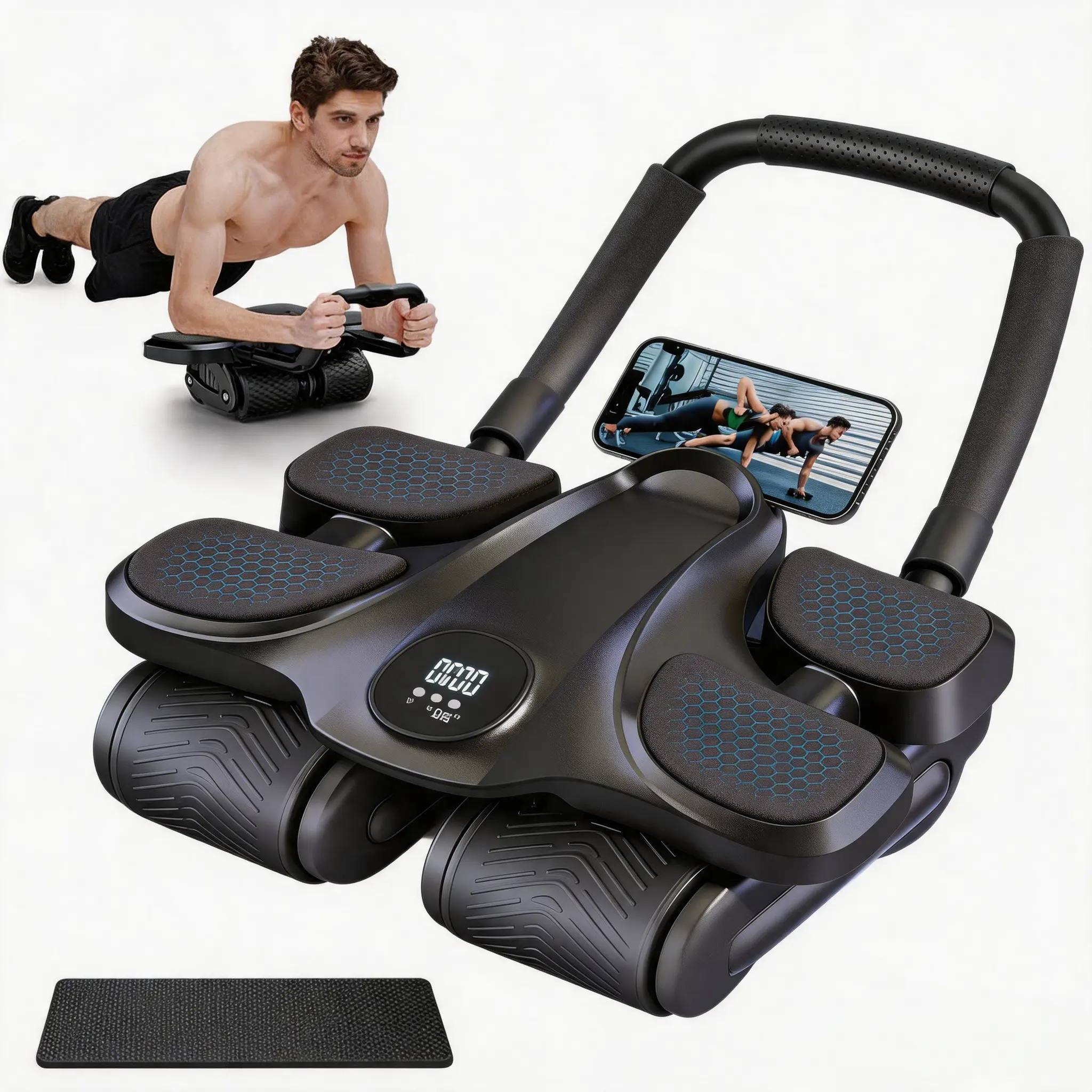 Abdominal Exercise Machine Ab Roller 4-Wheels with Elbow Support Automatic Rebound Abdominal Wheel Abs Workout Equipment for Core Workout Deals for You summerwins BootySprout Training Device Resistance Waist Twister Trainer body contour