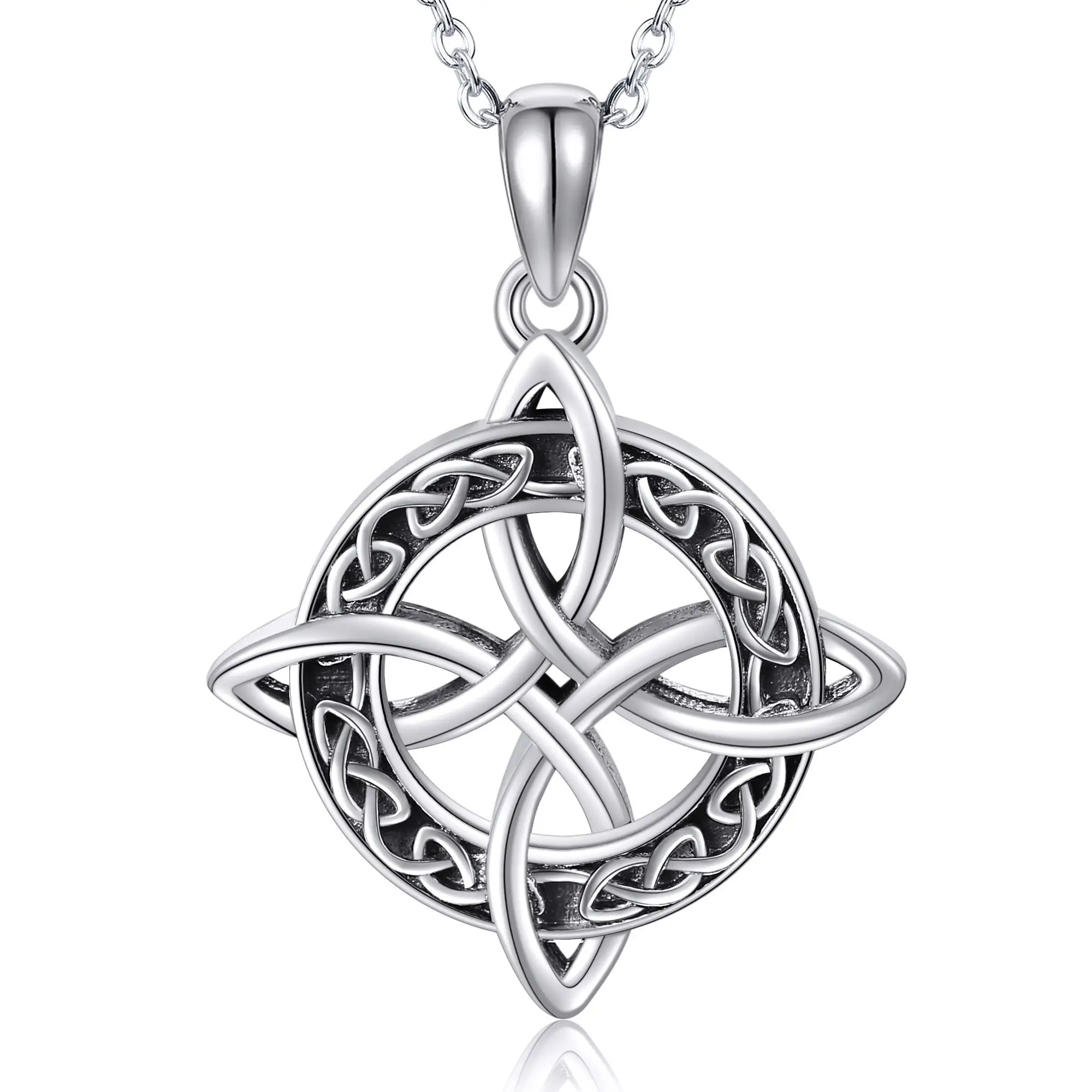 YFN Witches Knot Necklace 925 Sterling Silver Irish Celtic Witch Knot Pendant Necklace Jewelry Gift for Women Men