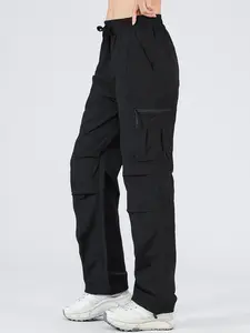 Women's Summer Hiking Pants Lightweight Quick-Dry Long Pants, Zipper Multi-Pocket Design, Adjustable Drawstring Hem, Breathable Outdoor Soft Shell Material