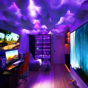 K-3D Cloud Light Kit with Music Sync - LED Multicolor Strip Lighting, USB Powered, ABS Resin, Adjustable Brightness, Wall Mounted with Remote Control, Wireless for Gaming Room, Bedroom Decor (1pc, 196.85inch), perfect for Christmas gifts, holiday office,