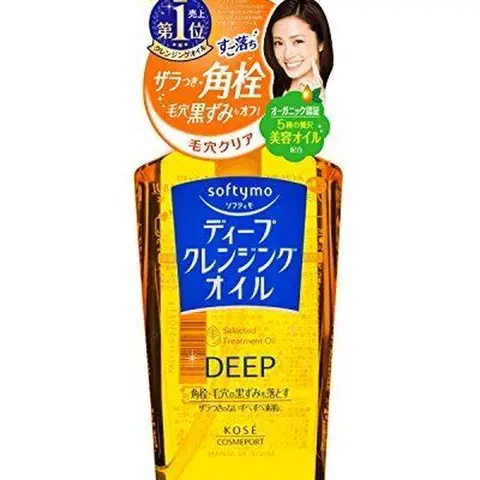 KOSE SoftyMo Gentle Hydrating Deep Cleansing Oil - Adult Daily Face Makeup Remover, Sensitive-Safe, Rice Bran Oil, Convenient Pump Dispenser, Efficient Makeup Removal, Fragrance-Compatible, Mascara & Dirt Cleanser, Leaves Skin Soft Supple Hydrated, 230ml