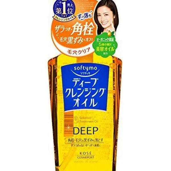 KOSE SoftyMo Gentle Hydrating Deep Cleansing Oil - Adult Daily Face Makeup Remover, Sensitive-Safe, Rice Bran Oil, Convenient Pump Dispenser, Efficient Makeup Removal, Fragrance-Compatible, Mascara & Dirt Cleanser, Leaves Skin Soft Supple Hydrated, 230ml