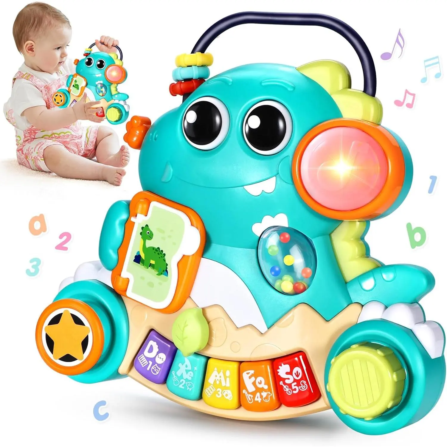 X-MT05 Baby Toys 6-12 Months Dinosaur Piano Music Light Up Toys for 1 Year Old Boys Girls Infant Toys for 7 8 9 10 12 18 Months Interactive Piano Keyboard Toys Baby Christmas 1st Birthday Gifts