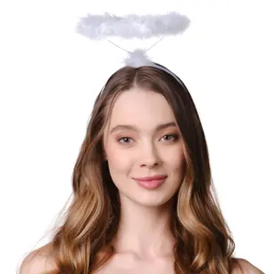 White Angel Halo Headband - Feathered Angel Halo - Halloween Headband - Angel Costume Accessories - Angel Costume for Women, Men and Kids
