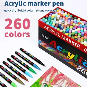 Waterproof Acrylic Markers Set, 260 Colors Non-Toxic Art Brushes, Ideal for Coloring Sketches & Artists Painting, Perfect Holiday Gifts, Acrylic Marker Pen