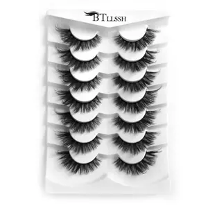 Fluffy Curling False Eyelashes, 7 Pairs Natural Look Curly Thick Faux Eyelashes for Eyelashes Extensions, Portable Eye Makeup Tool For Women & Girls