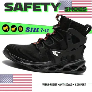 Composite Toe High Top Breathable Work Shoes Anti Crushing Anti Piercing Non Slip Safety