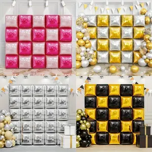 50pcs Set of Double-Sided Square Aluminum Foil Balloon Wall Decor, 48.26cm Metal Tunnel Arch, Ideal for Photo Booths, Weddings, Anniversaries, Birthdays, Graduation Celebrations, and Summer Parties Party Backdrop Balloons, Balloon Decorations for Parties