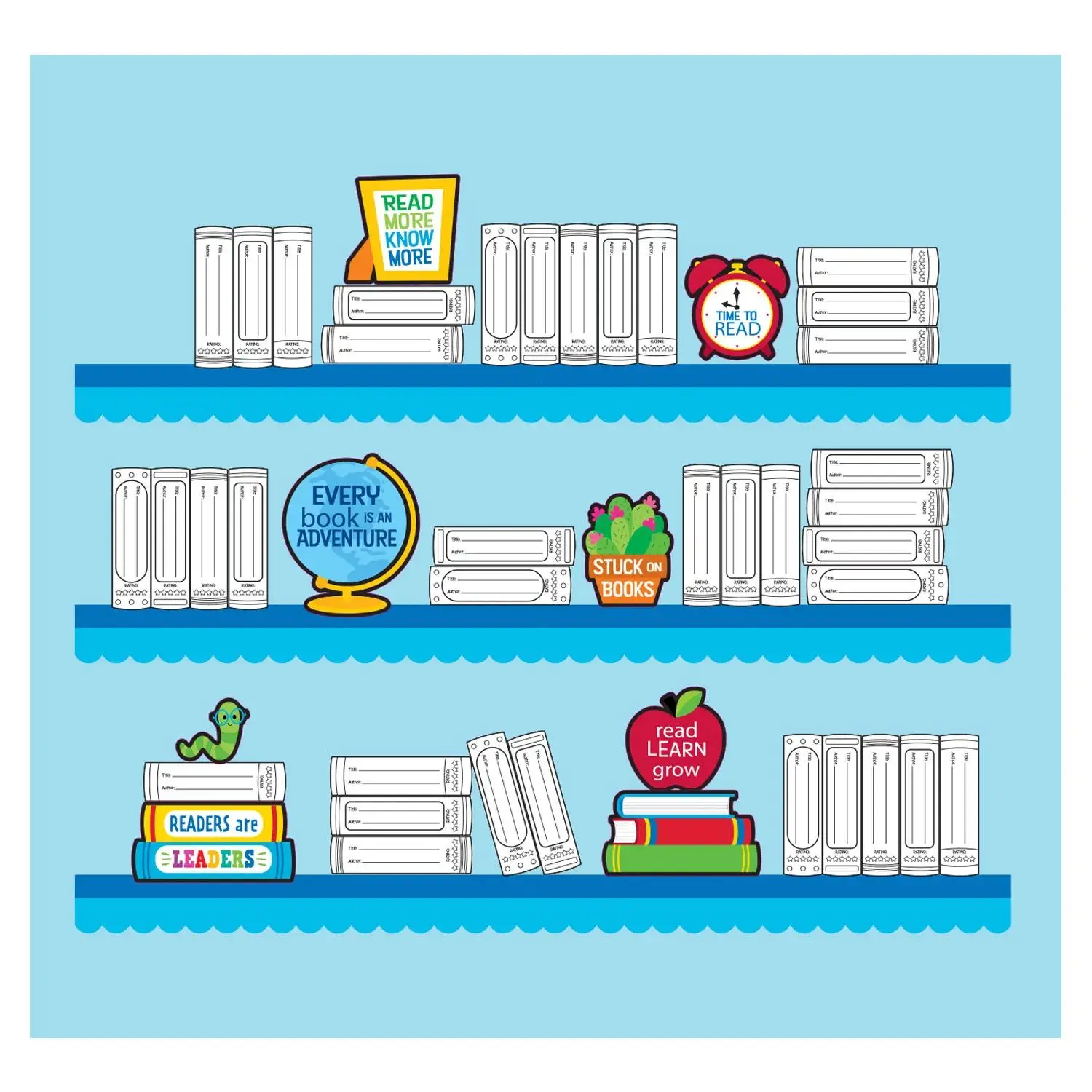 Classroom Book Tracker Bulletin Board Set - 64-Piece Educational Classroom Decor for Artwork, Homework Assignments, Student of the Week Displays