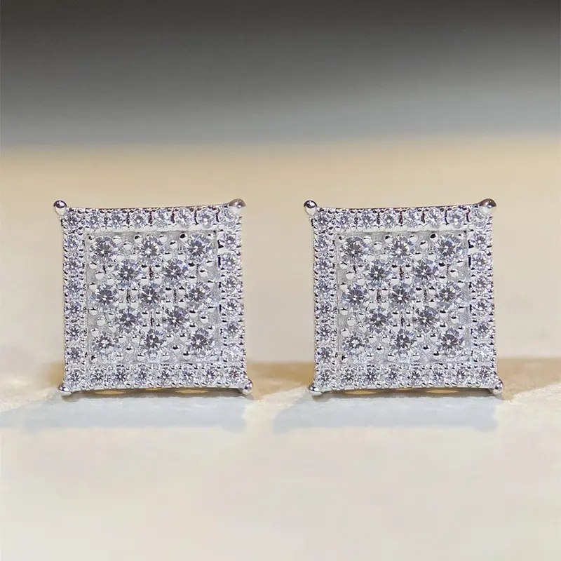 Square Shaped Artificial Zircon Decorated Stud Earrings, Elegant Jewelry for Party, Daily Clothing Decor, Trendy All-match & Exquisite Jewelry for Birthday Gift, High Quality Earrings, Fashionable Earrings, Earring Studs, Pretty Studs