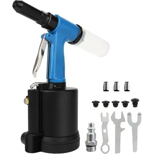Heavy Duty Pneumatic Rivet , 3916lbs Rivet  Set- 3/32", 1/8", 5/32", 3/16", 1/4" Air Riveter with NPT 1/4 inch for Automotive, Construction, Manufacturing Industries