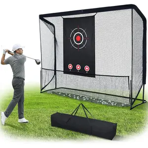 Golf Practice Hitting Net for Driving Real Balls, 10x8ft Heavy Duty Netting for Indoor Outdoor with Side Barriers, Ball Return & Collection System, Silent Impact Tart and Carry Bag