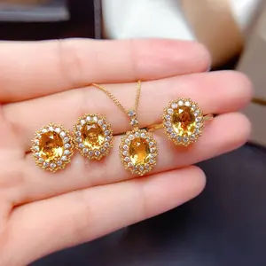 Kiki Home Citrine Amber Color Women's Party Jewelry Set