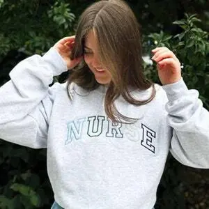 Embroidered  Blue-Green NURSE Athletic Gemma Sweatshirt | Nurse Pullover | Christmas | Gift for Grad | New Nurse Gift | Nurse Tee | G18EBGN