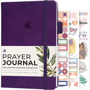Prayer Journal - Daily Devotional & Gratitude Notebook - Religious Planner & Gods Book - Faith Based Gifts & Accessories (Purple)
