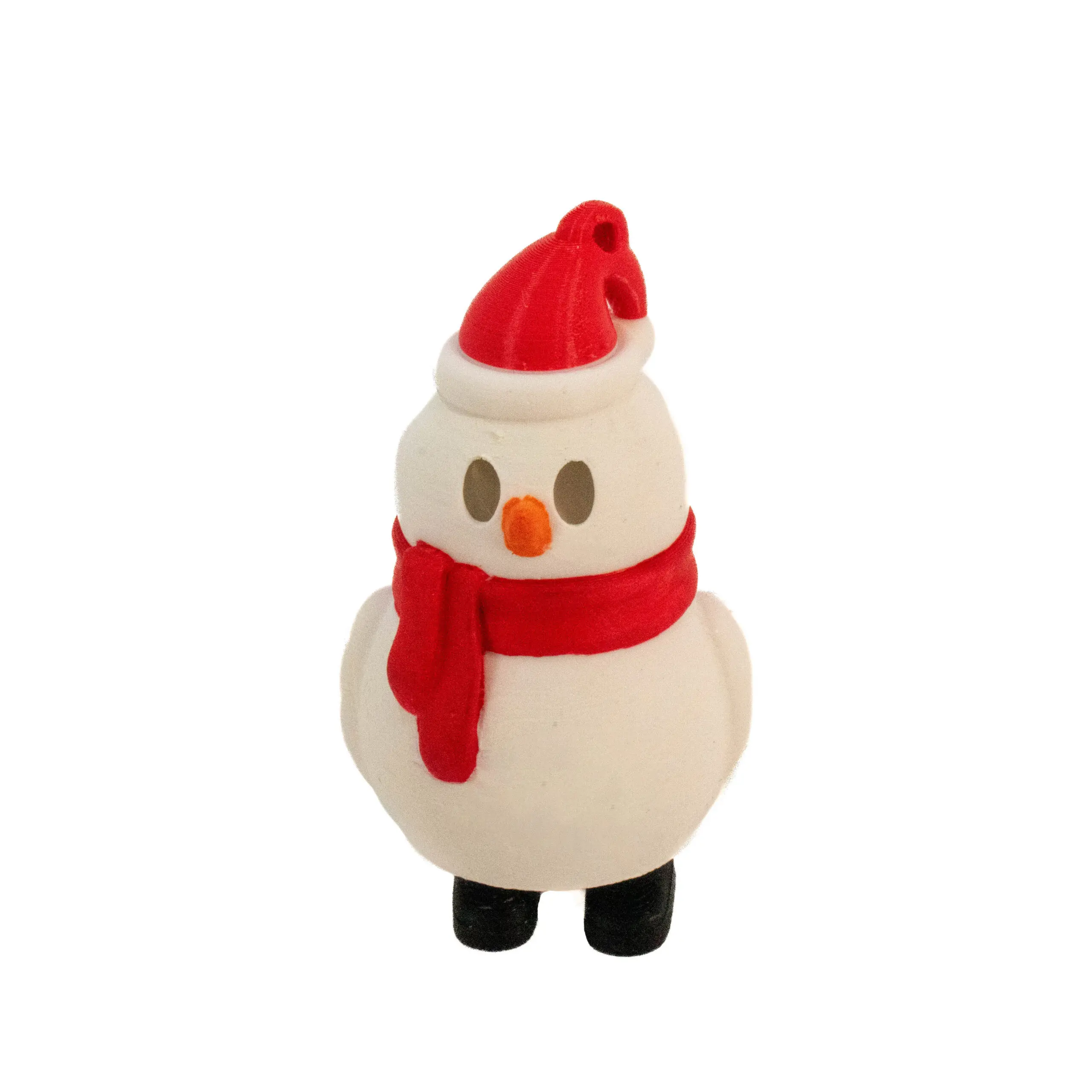 Snowman with Santa Hat and Scarf Keychain with Hidden Feet