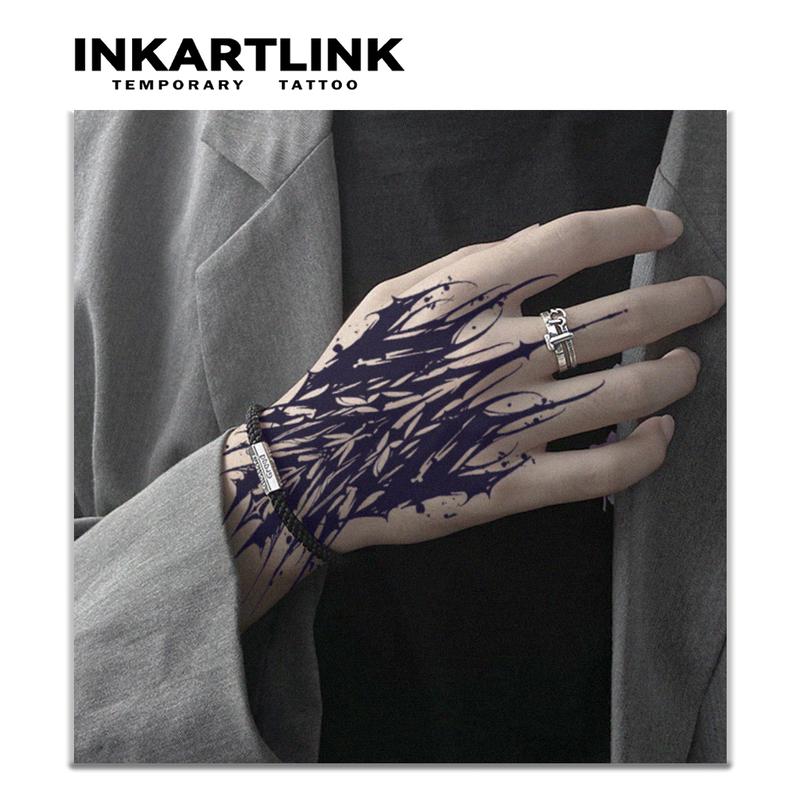 INKARTLINK Tattoo Tech,2 Sheets Extra-Large Semi Permanent Tattoo,Adult Art Design Temporary Tattoos, Lasts 1-2 Weeks, Waterproof, Realistic look, No Adhesive, No reflection (INK Demon Design)