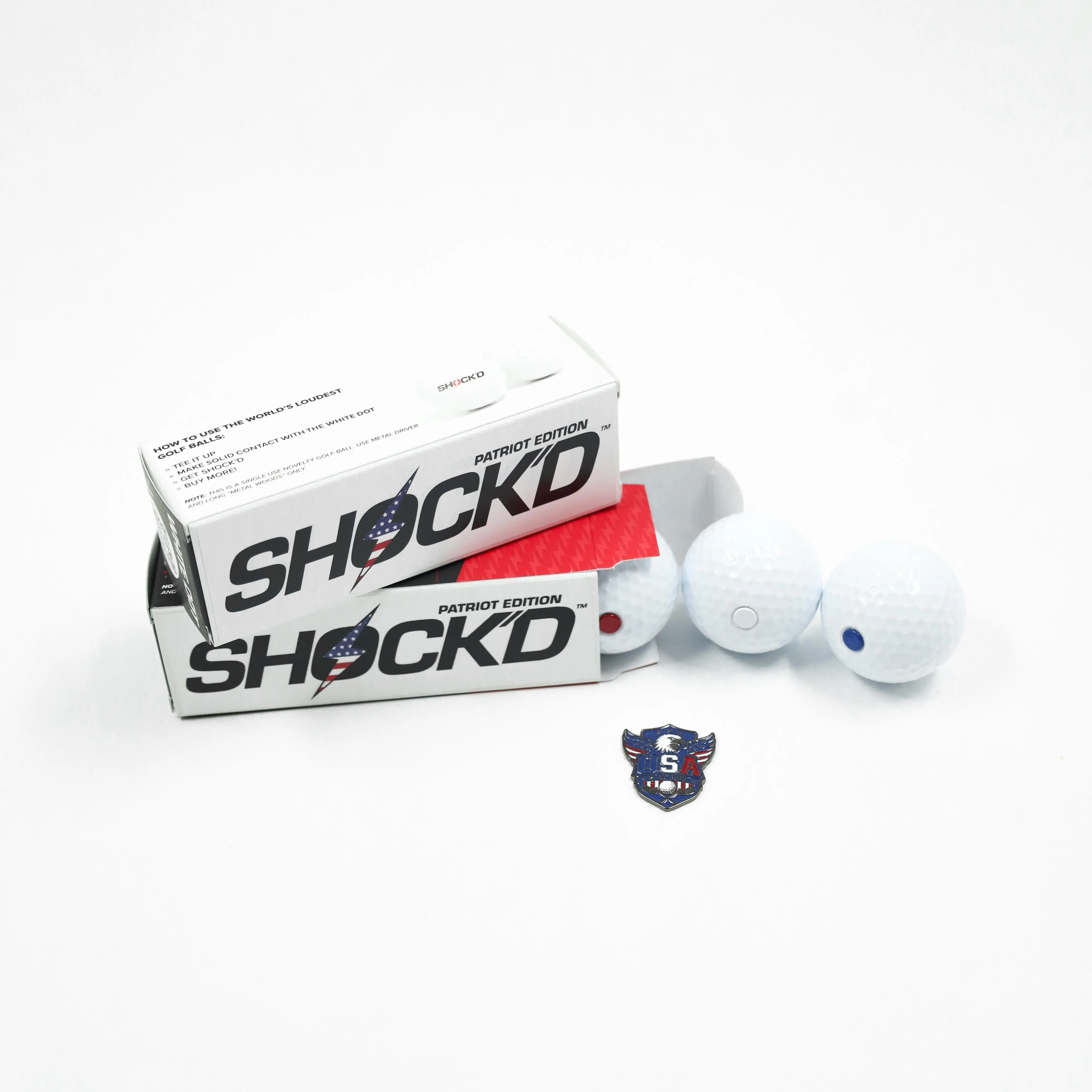 SHOCK'D Patriot Pack Limited Edition Golf Gift Set - 2 Patriot Edition Golf Design Trick & Novelty Balls, Golf Gift Sets