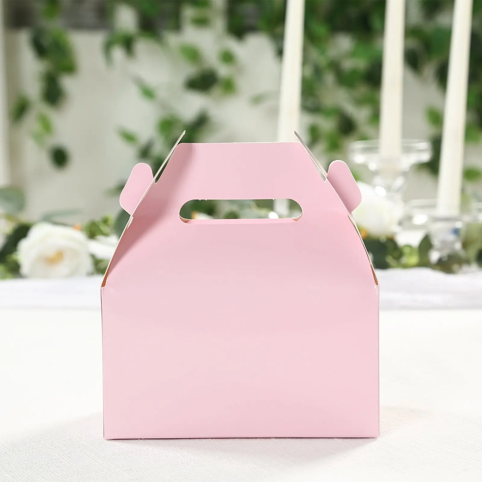 25-Pack Blush Pink Tote Shape Gable Boxes (6in x 3.5in x 7in) - Gift Boxed Birthday Container, Office Wrapping Solution for Candy Treats, Decoration Supplies, Birthday Gift Box, Cute Packaging
