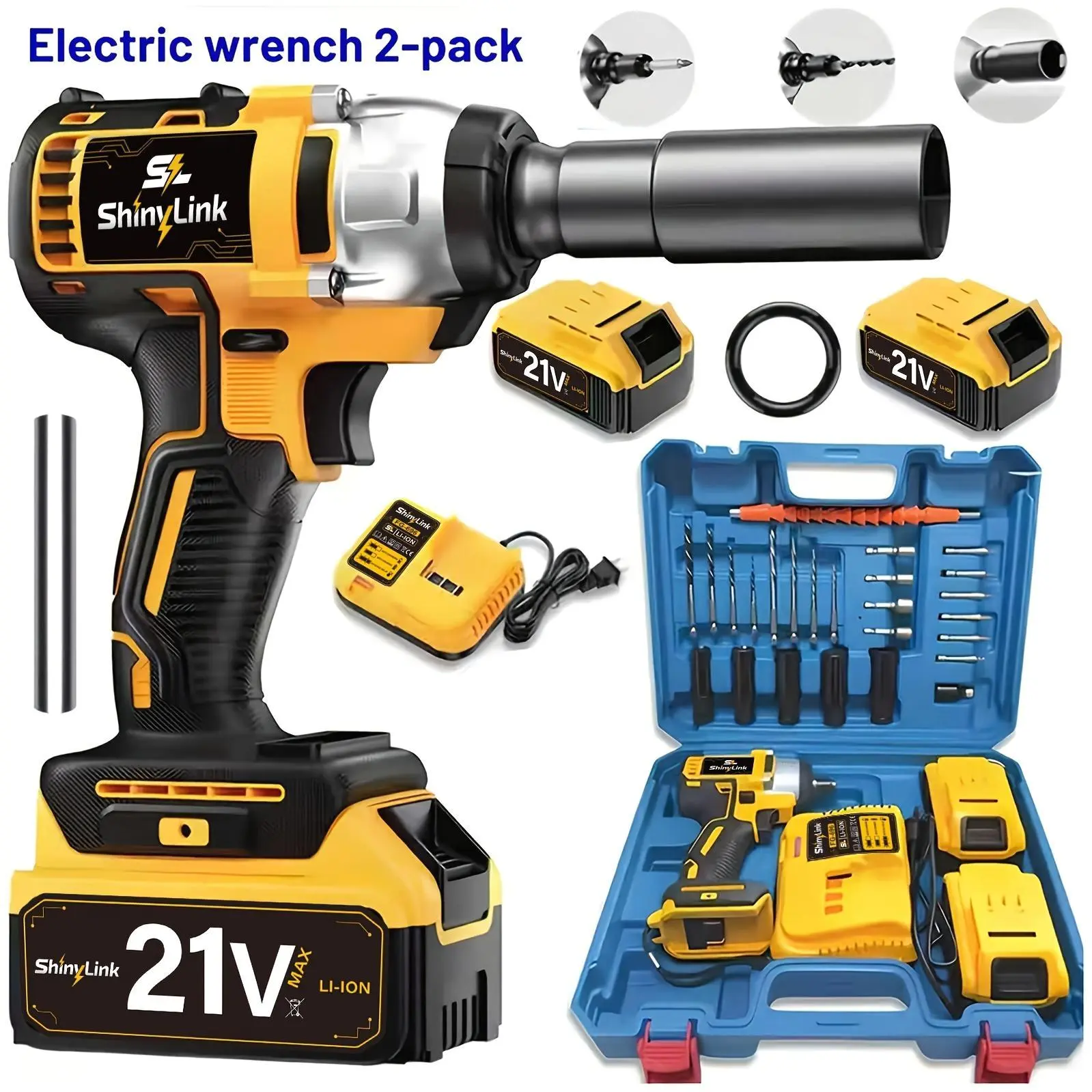 21V Impact Wrench Kit with 4000Mah Lithium-Ion Battery And Heavy-Duty Motor - Wireless Drill/Driver Compatible for Car, Truck, Motorcycle, Repair - Ideal Gift for Mechanics, Diyers, Men (Rechargeable Impact Gun)