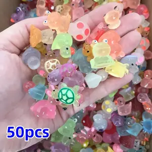 50 Mini Glow-In-The-Dark Fluorescent Animal Resin Models, Luminous Fairy Garden Decor, Garden Accessories, Birthday Party Gifts, DIY Crafts, Christmas & Halloween Presents, Garden Gnome Statue