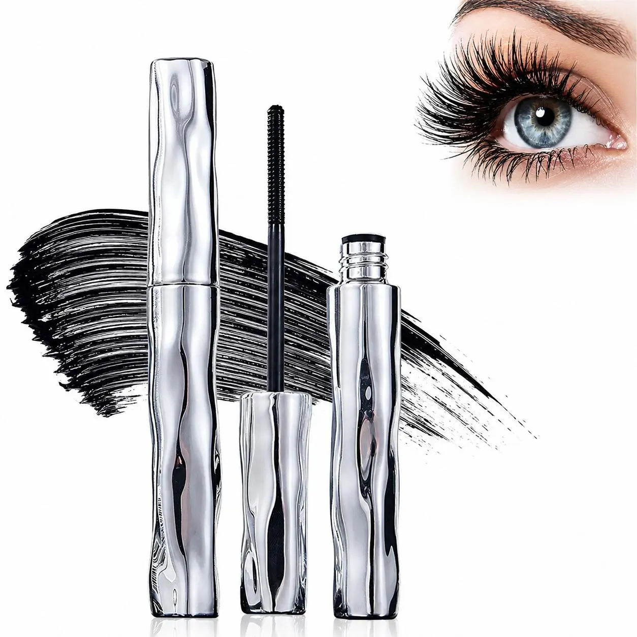Iron Wand Mascara – Telescopic Tubing Mascara, Liquid Lash Extensions Effect, Waterproof & Long-Lasting, No Flaking, No Clumping, 3D Curling Wand for Bold, Defined Lashes (Black)