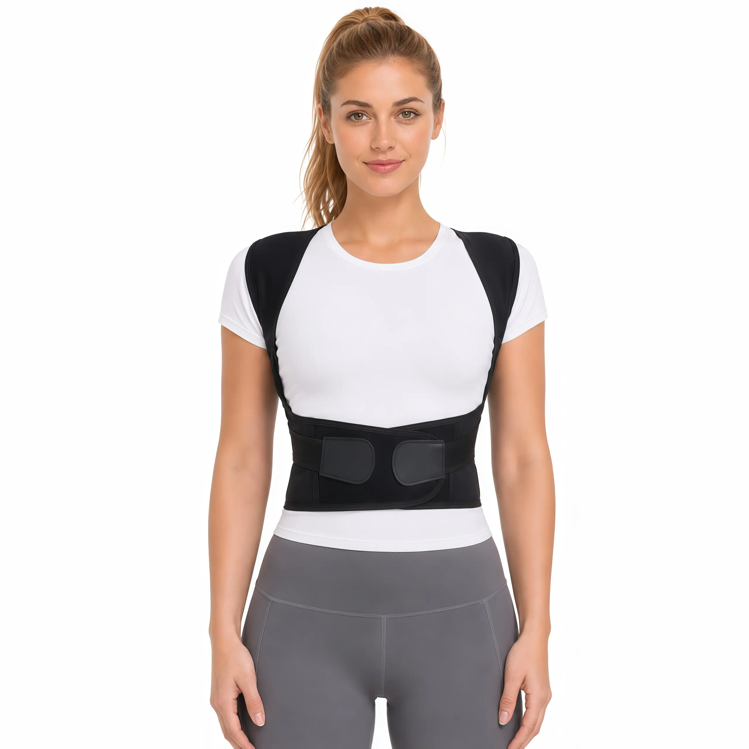 Back & Shoulder Posture Corrector for Men & Women, Adjustable Brace for Hunchback Support, Breathable & Comfortable for All-Day Wear