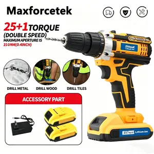 21V Electric Screwdriver Yellow Cordless Drill Set Household Power Drill Driver Home DIY Tool Kit