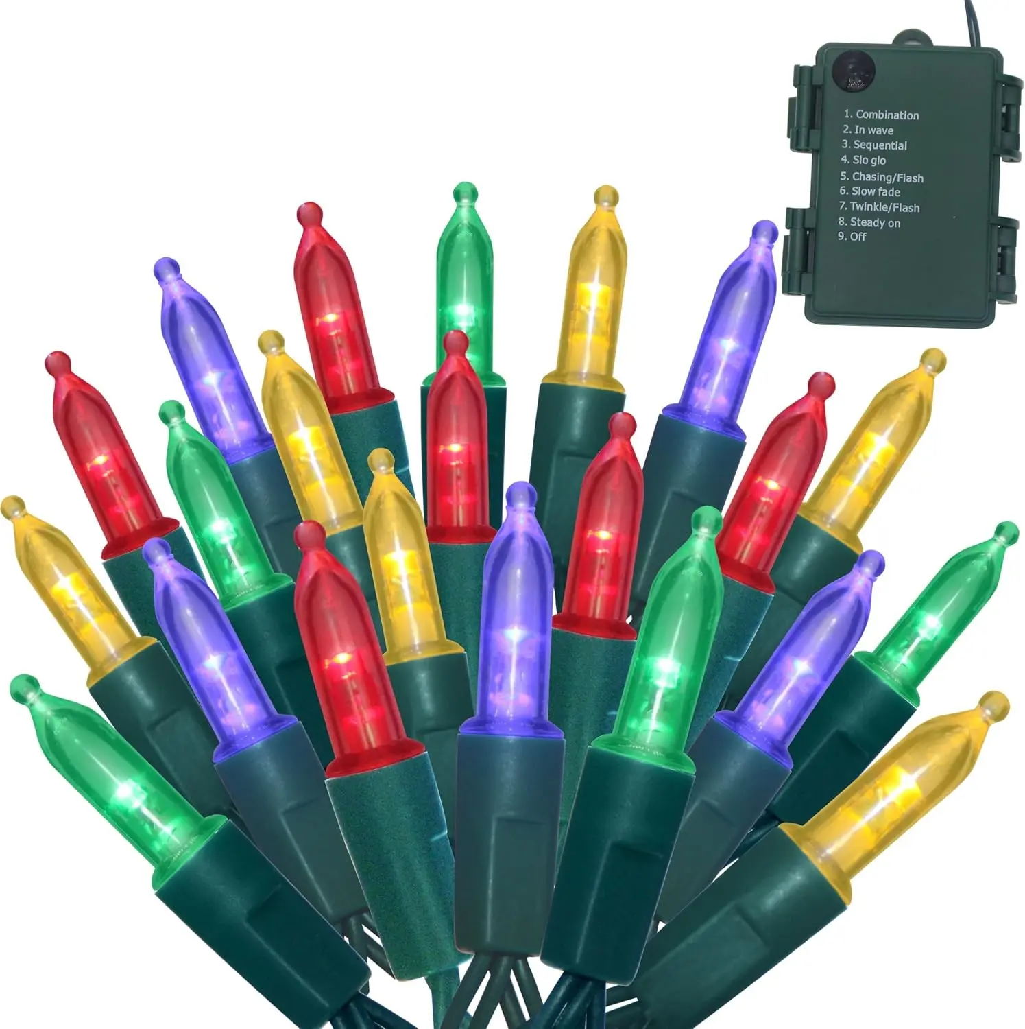 50 16FT LED Christmas String Lights Outdoor, Battery Operated Lights for Indoor Outside Holiday and Tree Decor, Hanging Lighting Decorations. (Multicolor, 50)