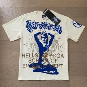 MaychaoHellStarInsSameVintagePrintedTopMen'sandWomen'sCasualTrendCottonWashedShortSleeveT-shirtWomenswearTshirtStreetwearSummer