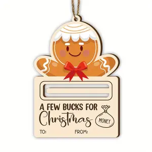 Wooden Gingerbread Man Design Money Holder, 1 Count DIY Christmas Tree Ornament, Cash Holder, Holiday Decorations, Perfect for Tree & Home Festive Atmosphere